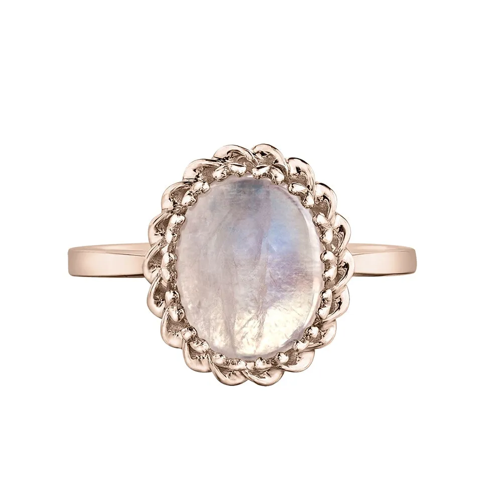 Oval Moonstone and Rose Gold Ring