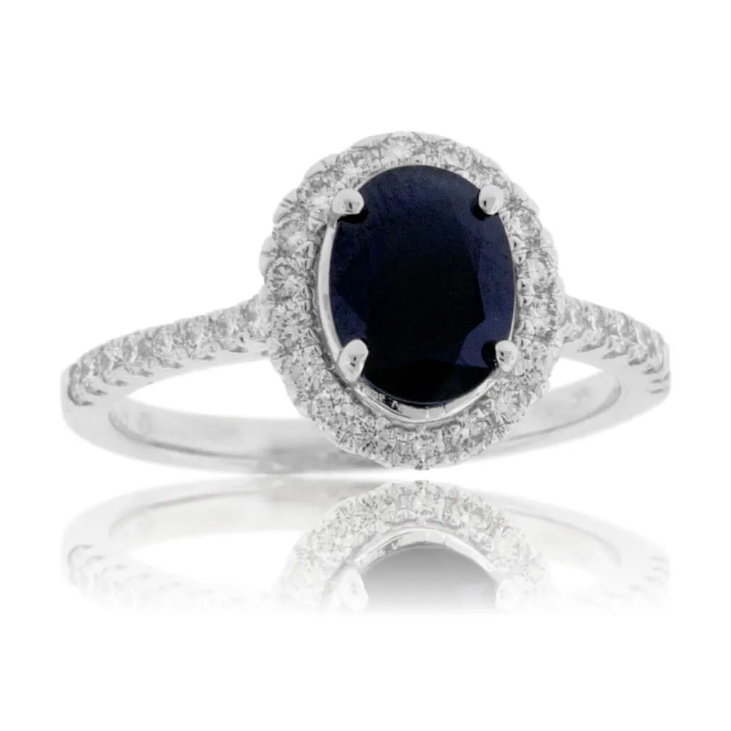 Oval Sapphire & Diamond Halo Ring