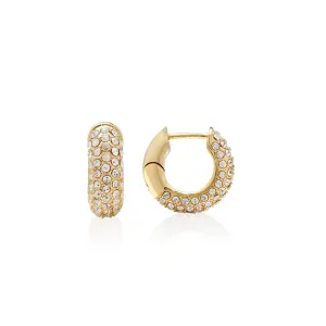 Pavé Crystal Chunky Huggie Hoops (Gold)