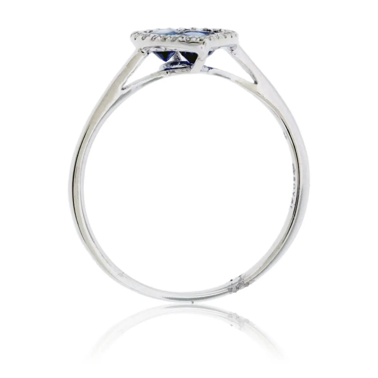 Pear Shaped Blued Sapphire Cluster & Diamond Halo Ring