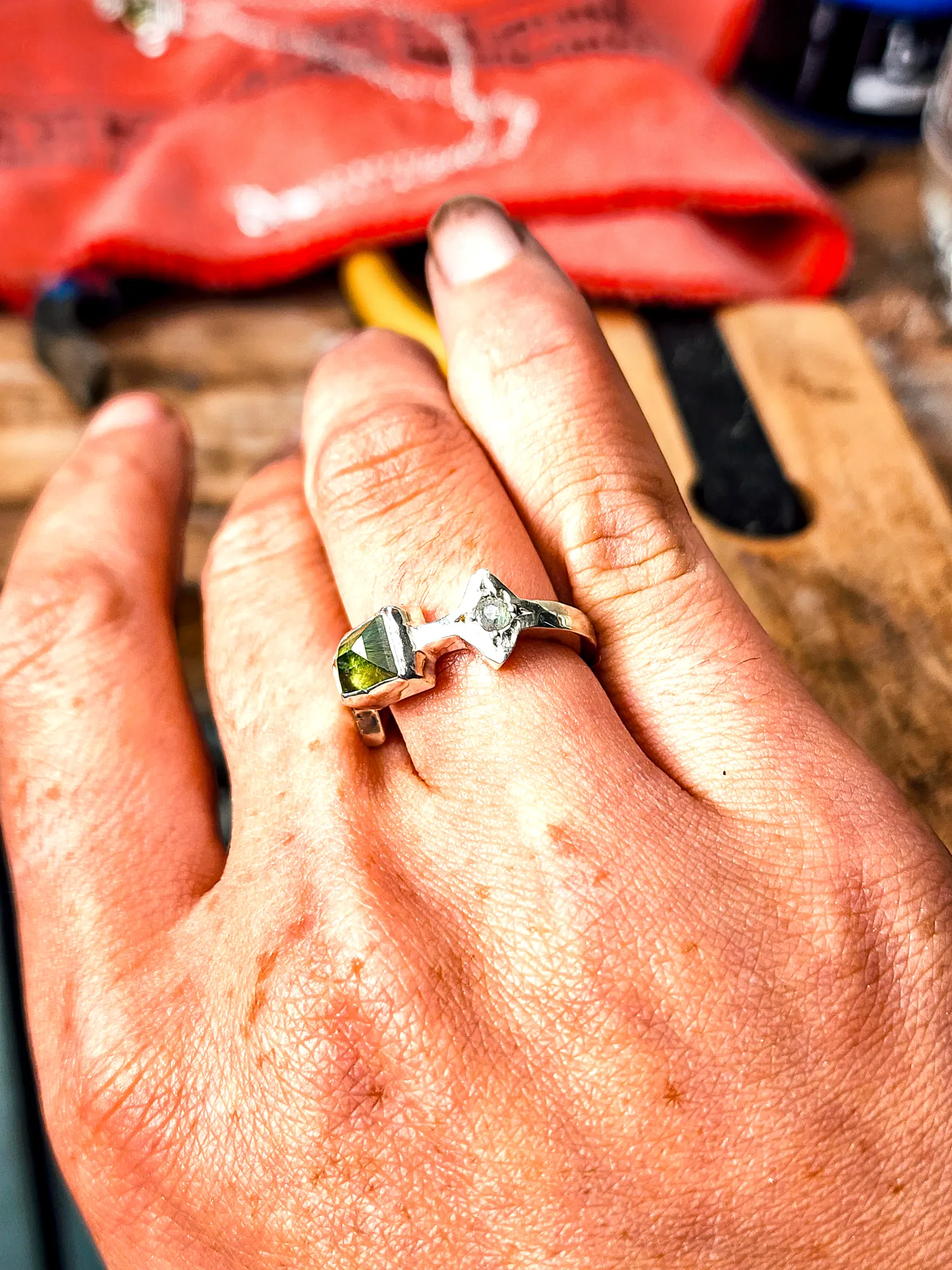 Peridot, Carnelian, Labradorite Ring #2