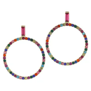 Pink Baguette Crystal Post & Multi Crystal Circle Earrings