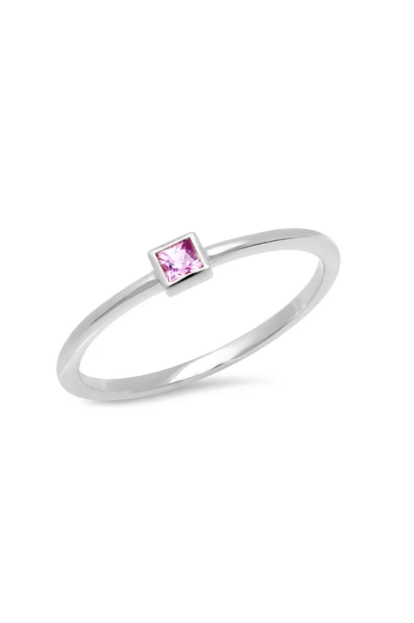 Pink Sapphire Princess Cut Pinky Ring