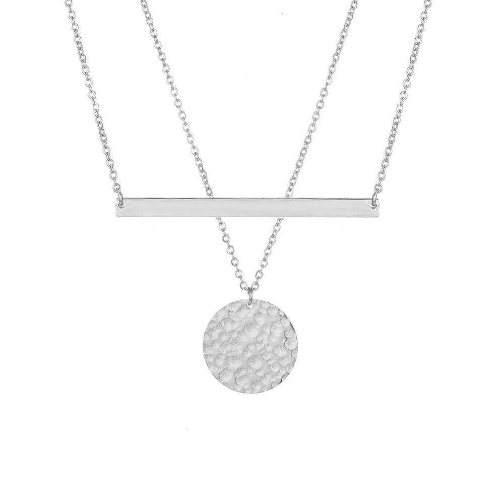 PRETTY SIMPLE BAR COIN LAYERED NECKLACE SET