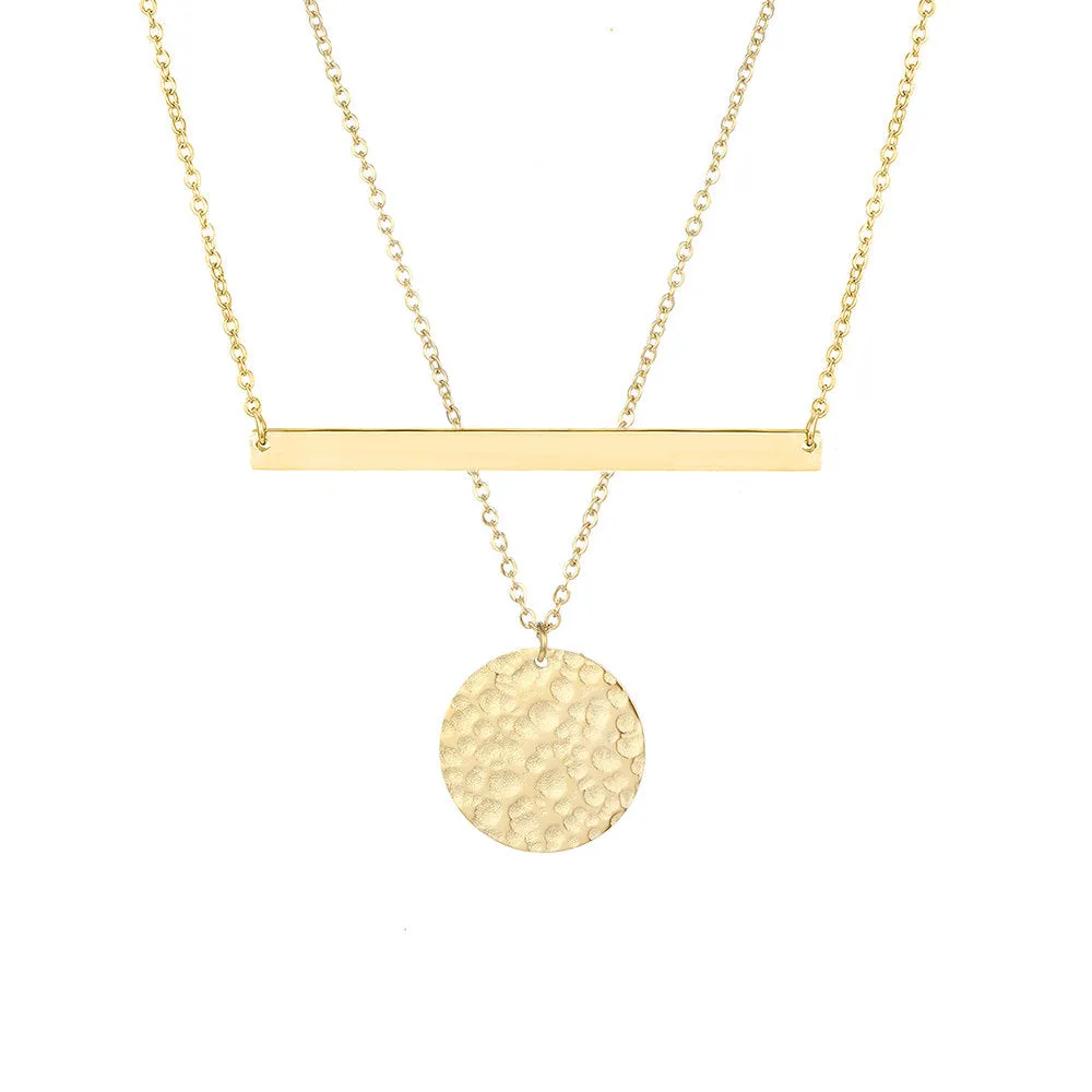 PRETTY SIMPLE BAR COIN LAYERED NECKLACE SET