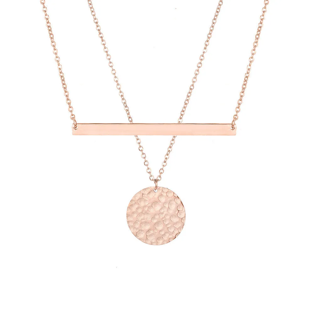 PRETTY SIMPLE BAR COIN LAYERED NECKLACE SET