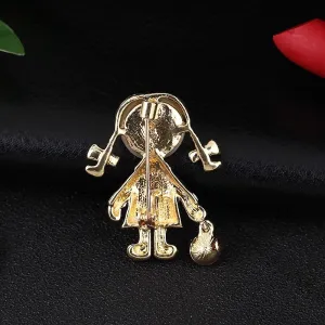 Princess Cute Sweet Pin Doll Alloy Enamel Plating Inlay Rhinestones Women's Brooches