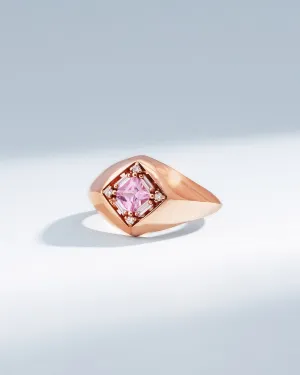 Princess Pink Sapphire Signet Ring