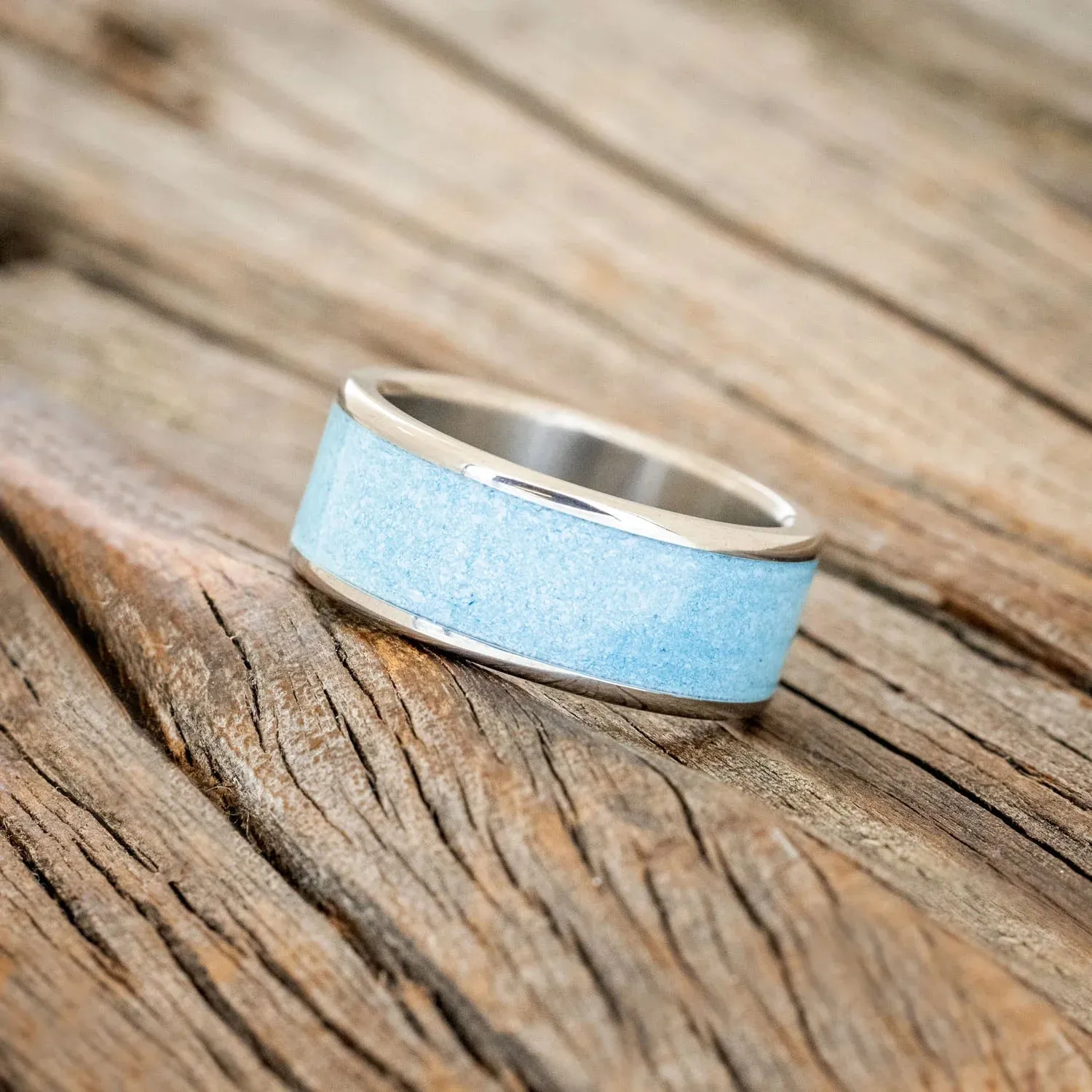 "RAINIER" - TURQUOISE WEDDING BAND - TITANIUM - SIZE 11