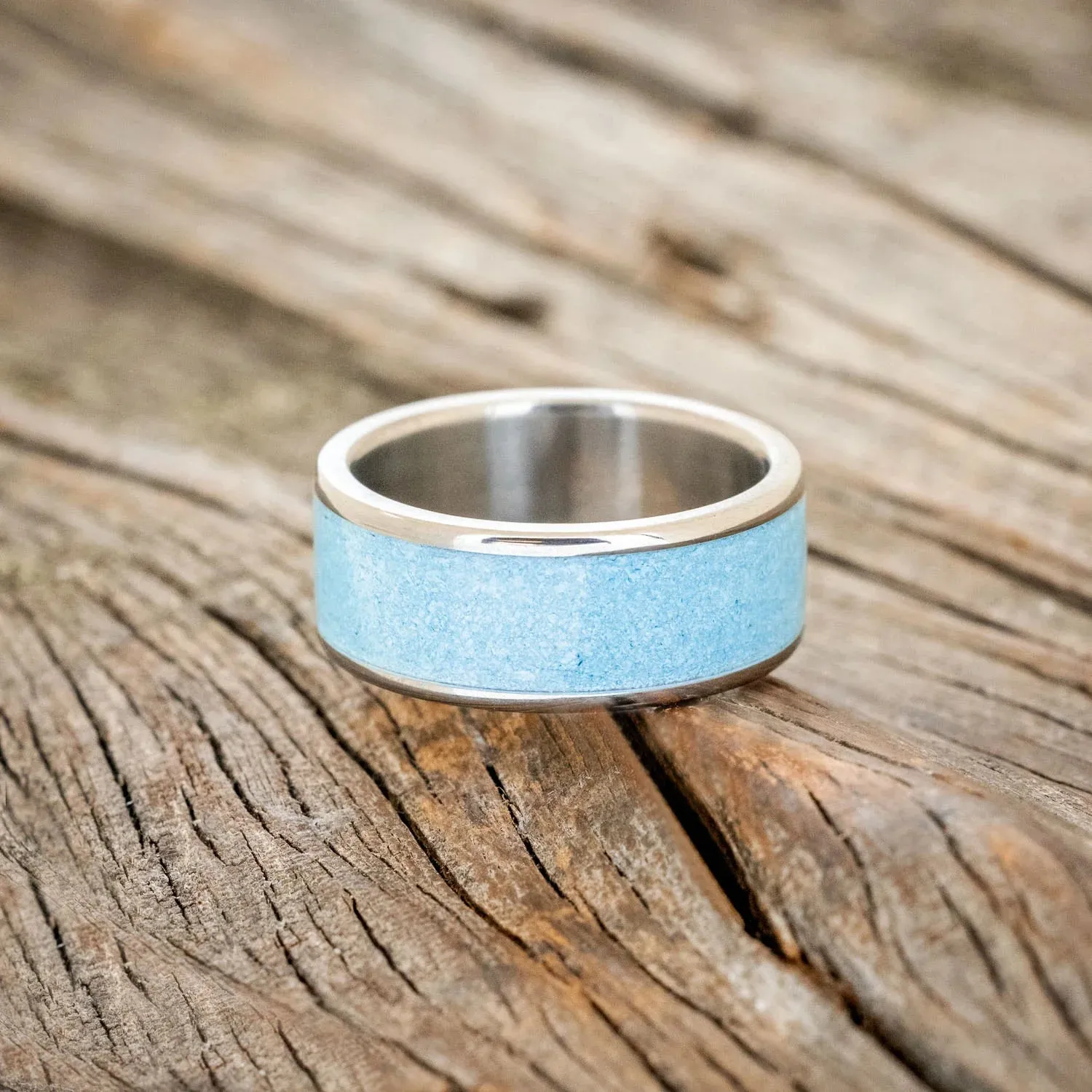 "RAINIER" - TURQUOISE WEDDING BAND - TITANIUM - SIZE 11