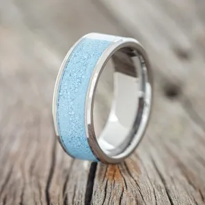 "RAINIER" - TURQUOISE WEDDING BAND - TUNGSTEN- SIZE 12 1/2