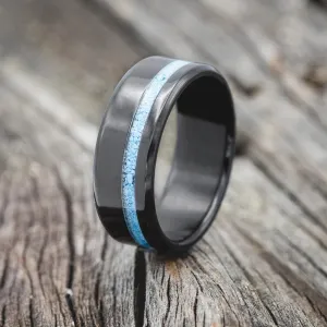 "VERTIGO" - TURQUOISE WEDDING RING - BLACK ZIRCONIUM - 7 1/4