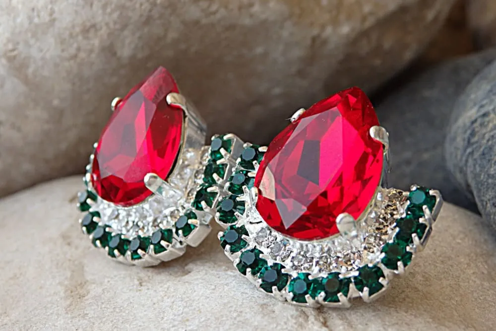 Red Green Earrings