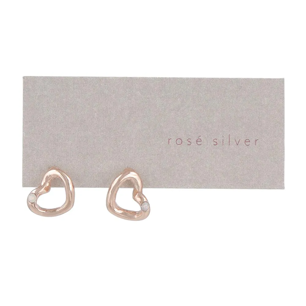 Rose Silver Twisted Heart Studs