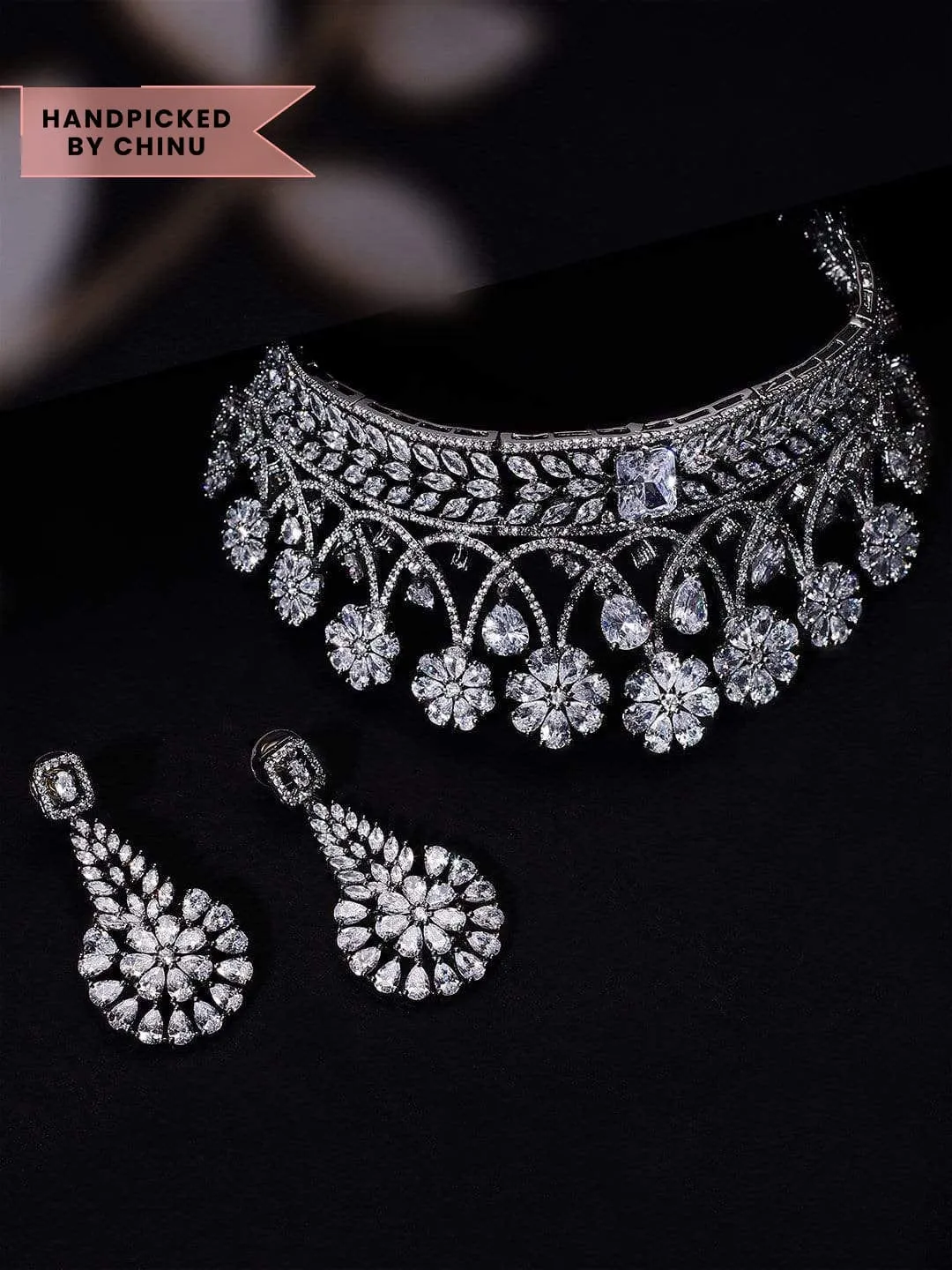 Rubans LUXURY Plated AD Stone Choker Necklace Set