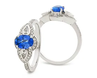 Sapphire & Diamond Wing Cocktail Ring