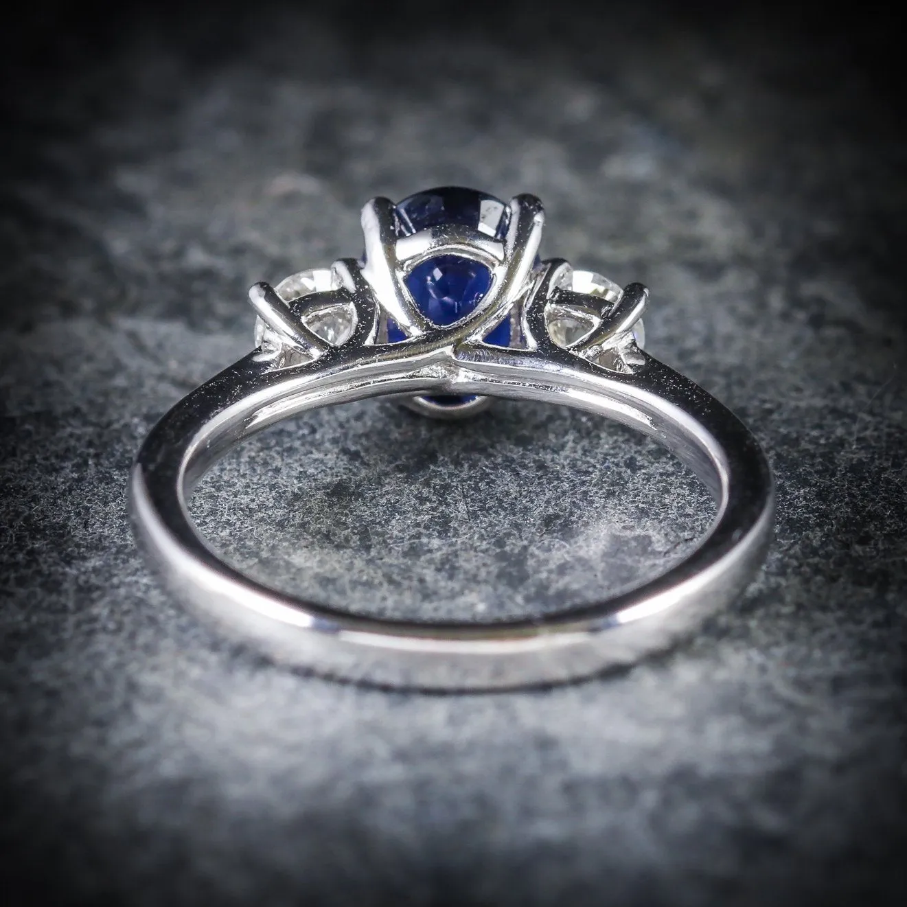 Sapphire Diamond Trilogy Ring Platinum Engagement Ring