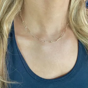 Sasha Gold Paperclip Chain Necklace {Waterproof} : Gold