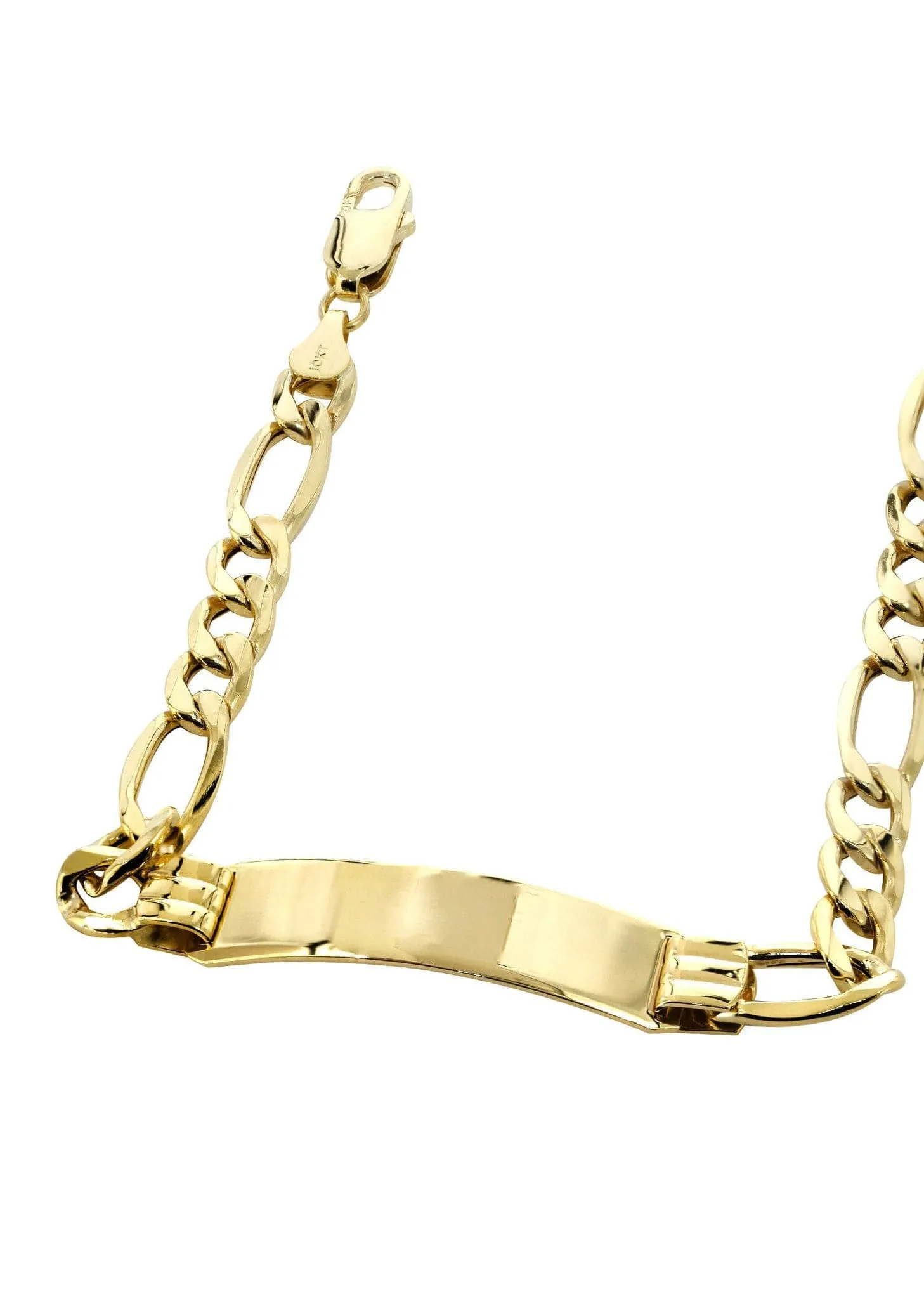 Semi Solid  Id Figaro Bracelet 10K Yellow Gold