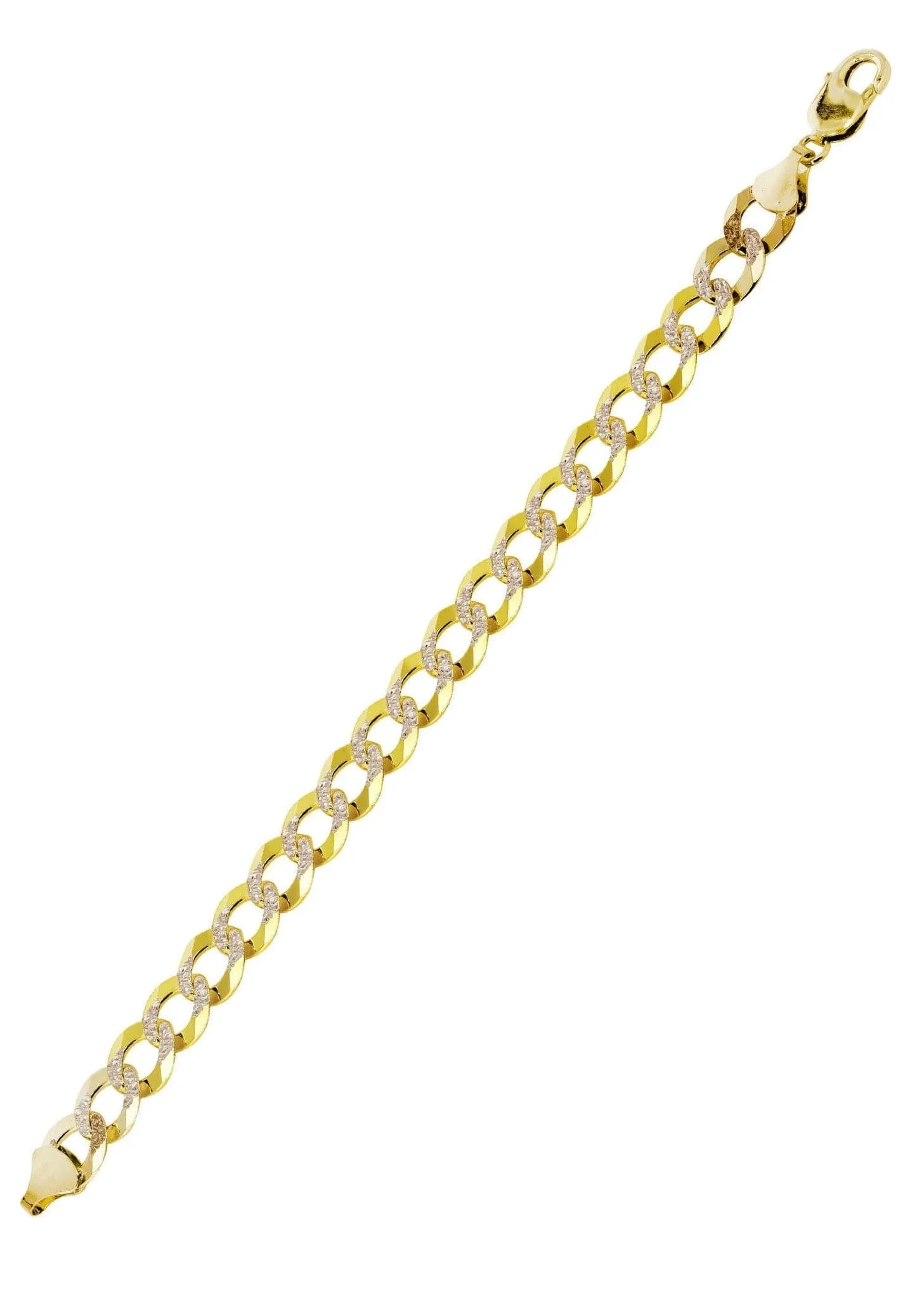 Semi Solid  Mens Diamond Cut Cuban Bracelet 10K/14K Yellow Gold