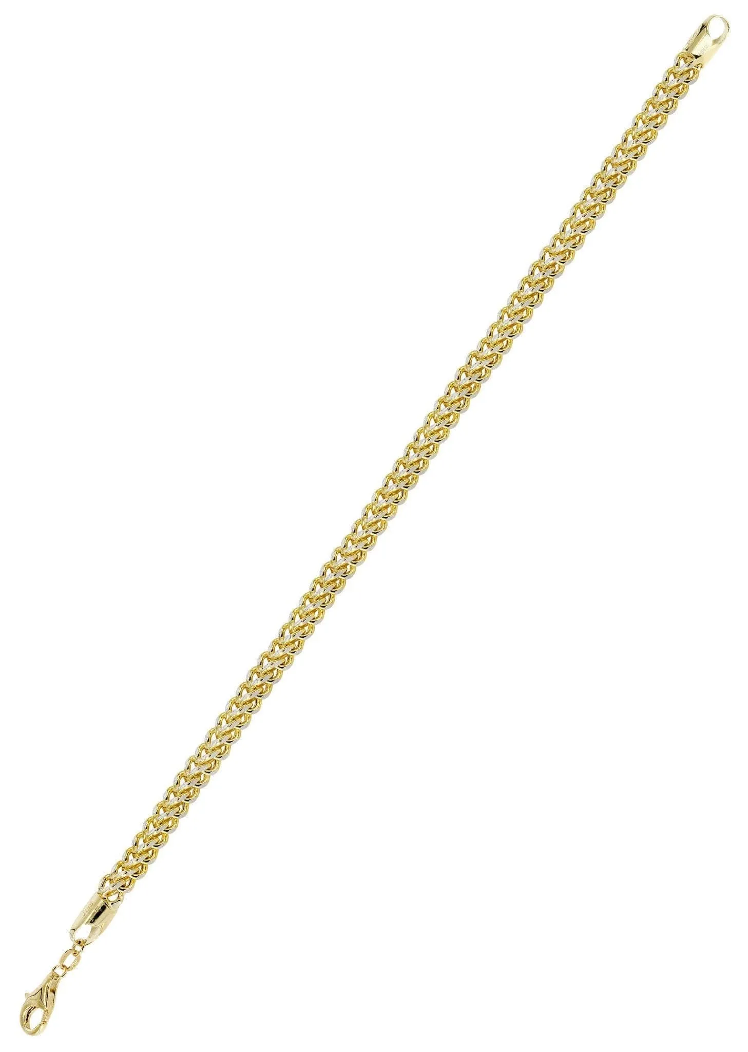 Semi Solid  Mens Diamond Cut Franco Bracelet 10K/14K Yellow Gold