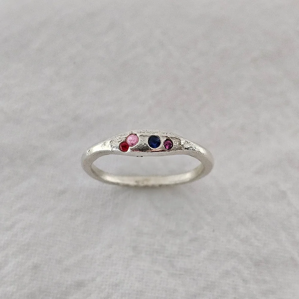 Silver Aluna Ring - Mixed Sapphire