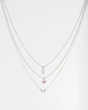 Silver Angel Chain Layered Necklace