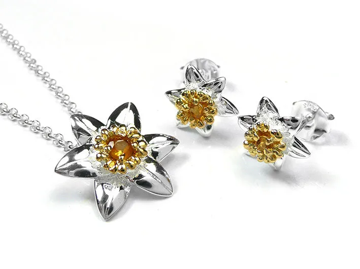 Silver Pendant - Daffodil Citrine