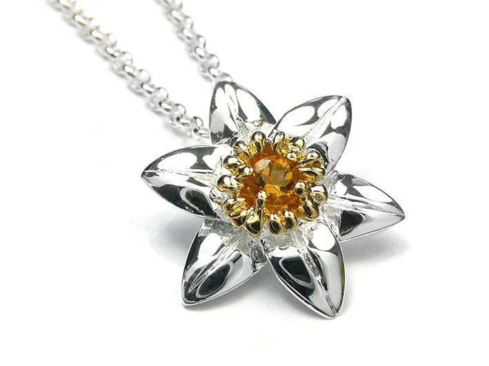 Silver Pendant - Daffodil Citrine