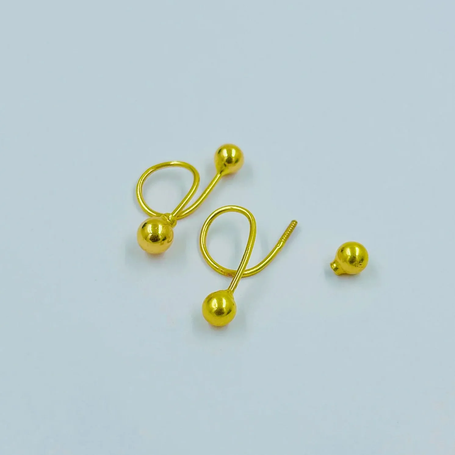 Solid Gold Plated Silver Ball Studs Earring.