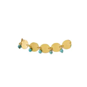 Sophia Coin Bracelet Gold Plated Turquoise