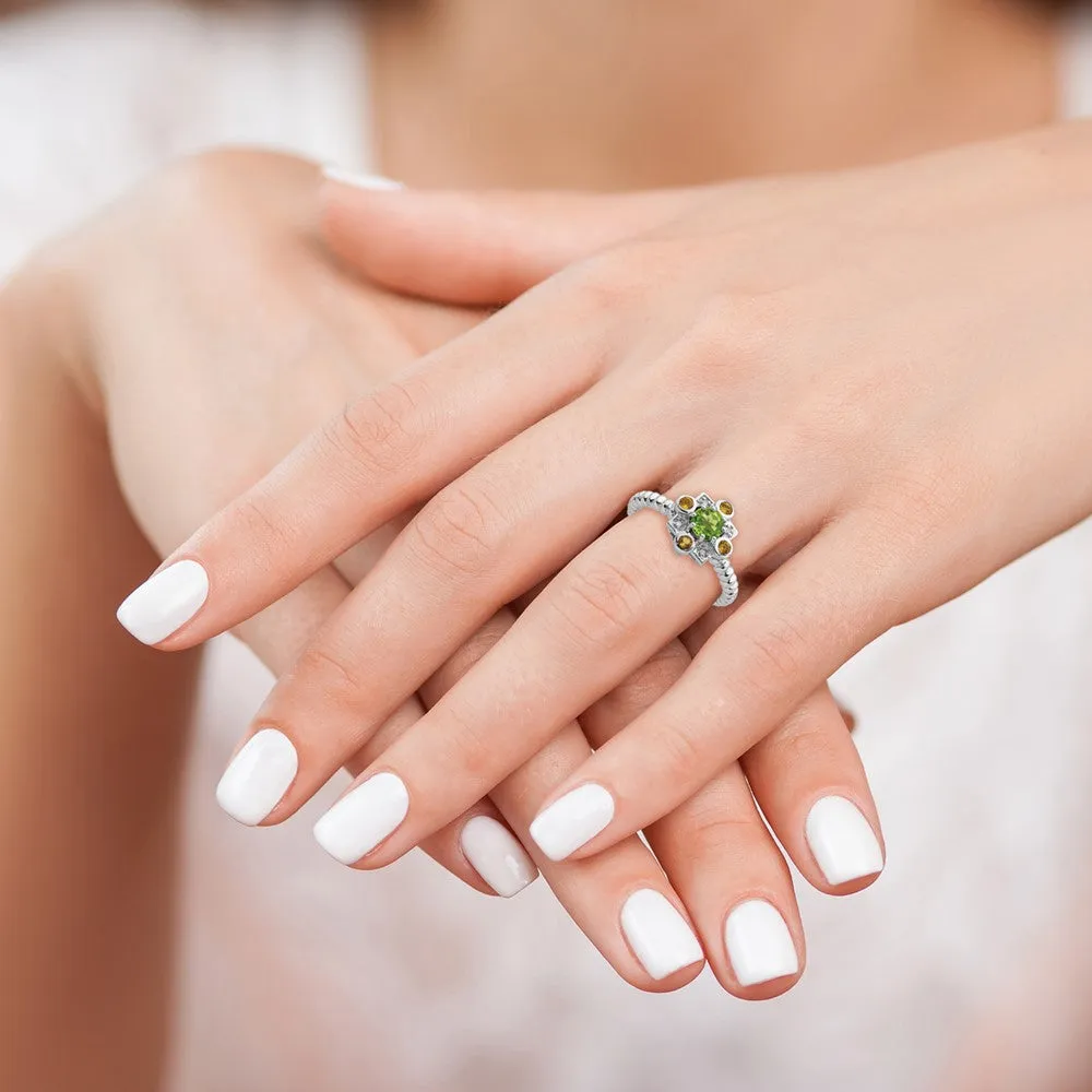 Stackable Expressions Peridot, Citrine & Diamond Ring in Sterling Silver