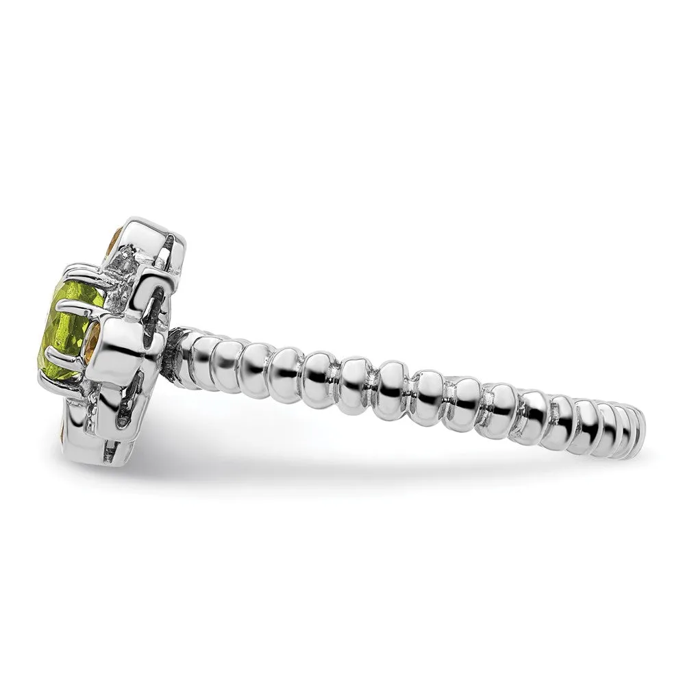 Stackable Expressions Peridot, Citrine & Diamond Ring in Sterling Silver