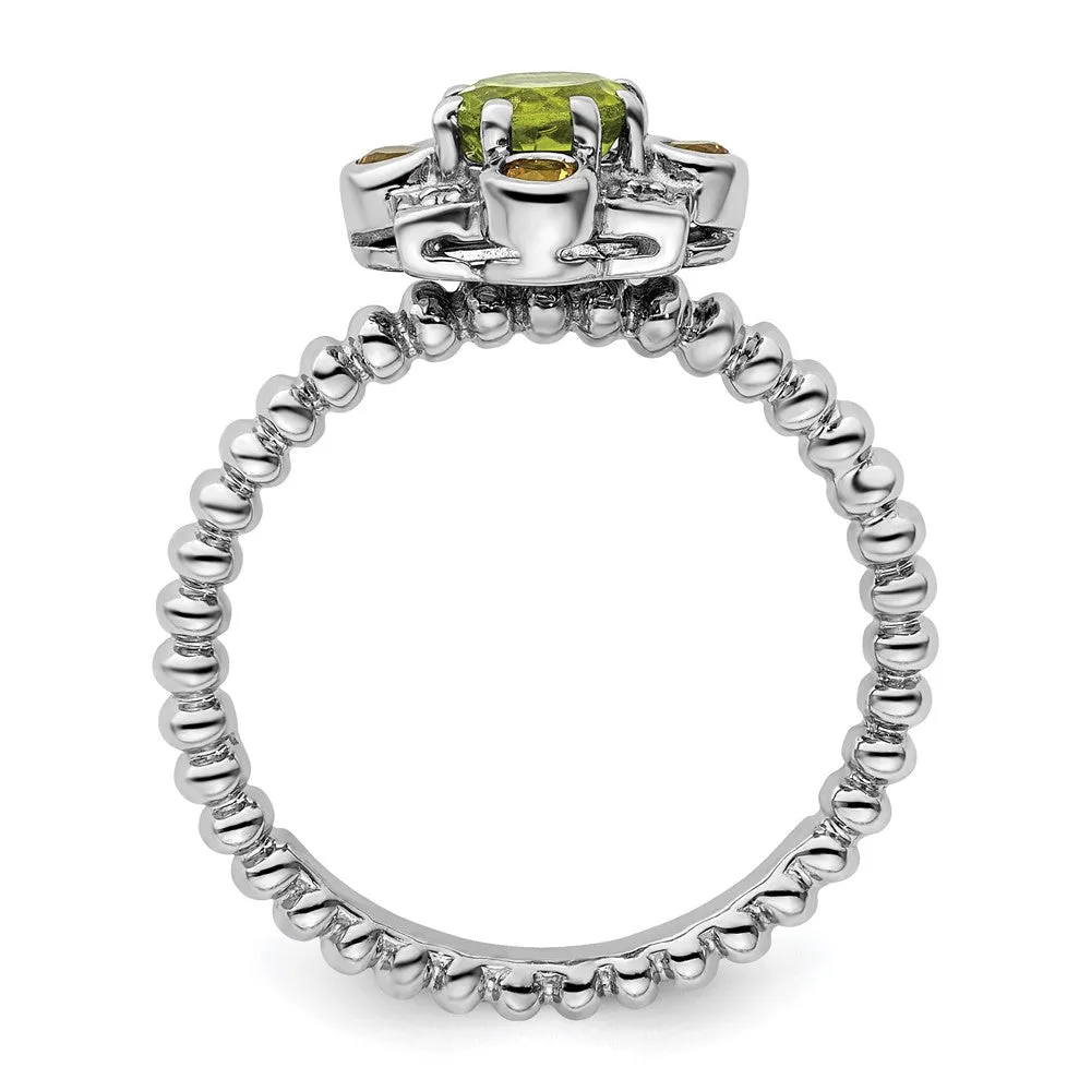 Stackable Expressions Peridot, Citrine & Diamond Ring in Sterling Silver