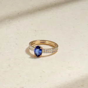 Stacked Band Sapphire and Diamond Ring