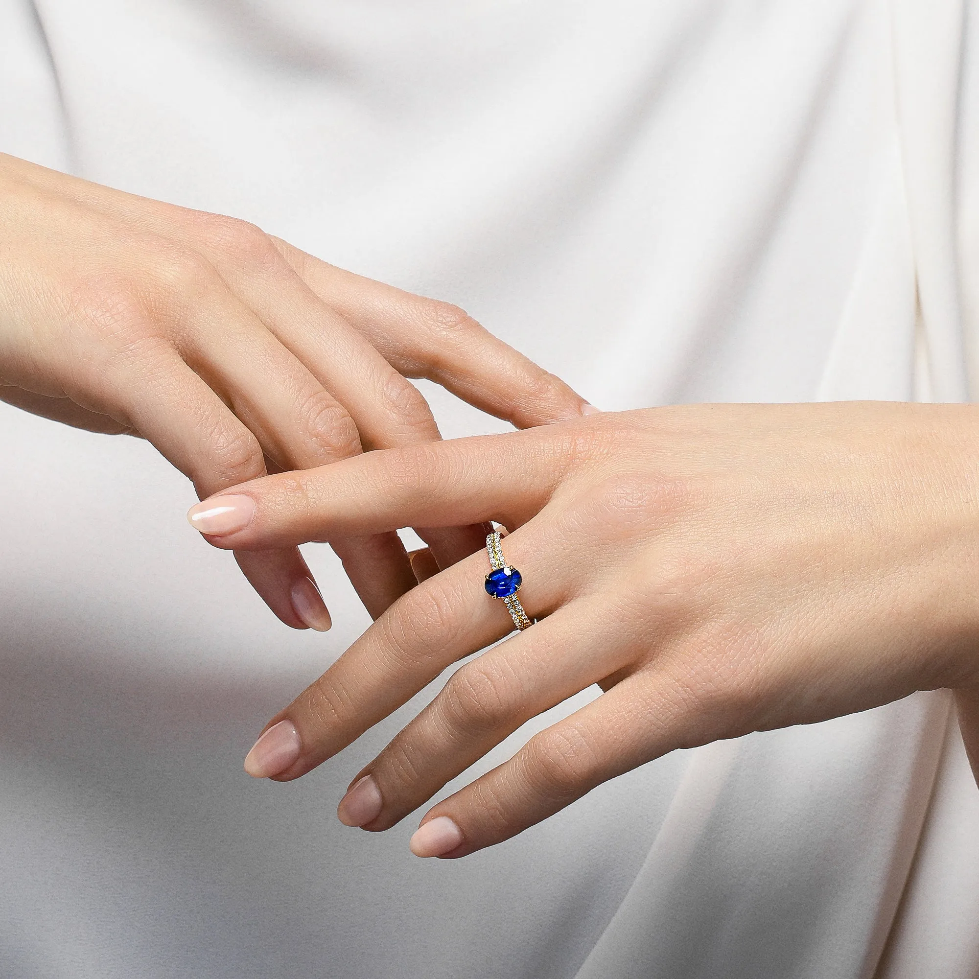 Stacked Band Sapphire and Diamond Ring