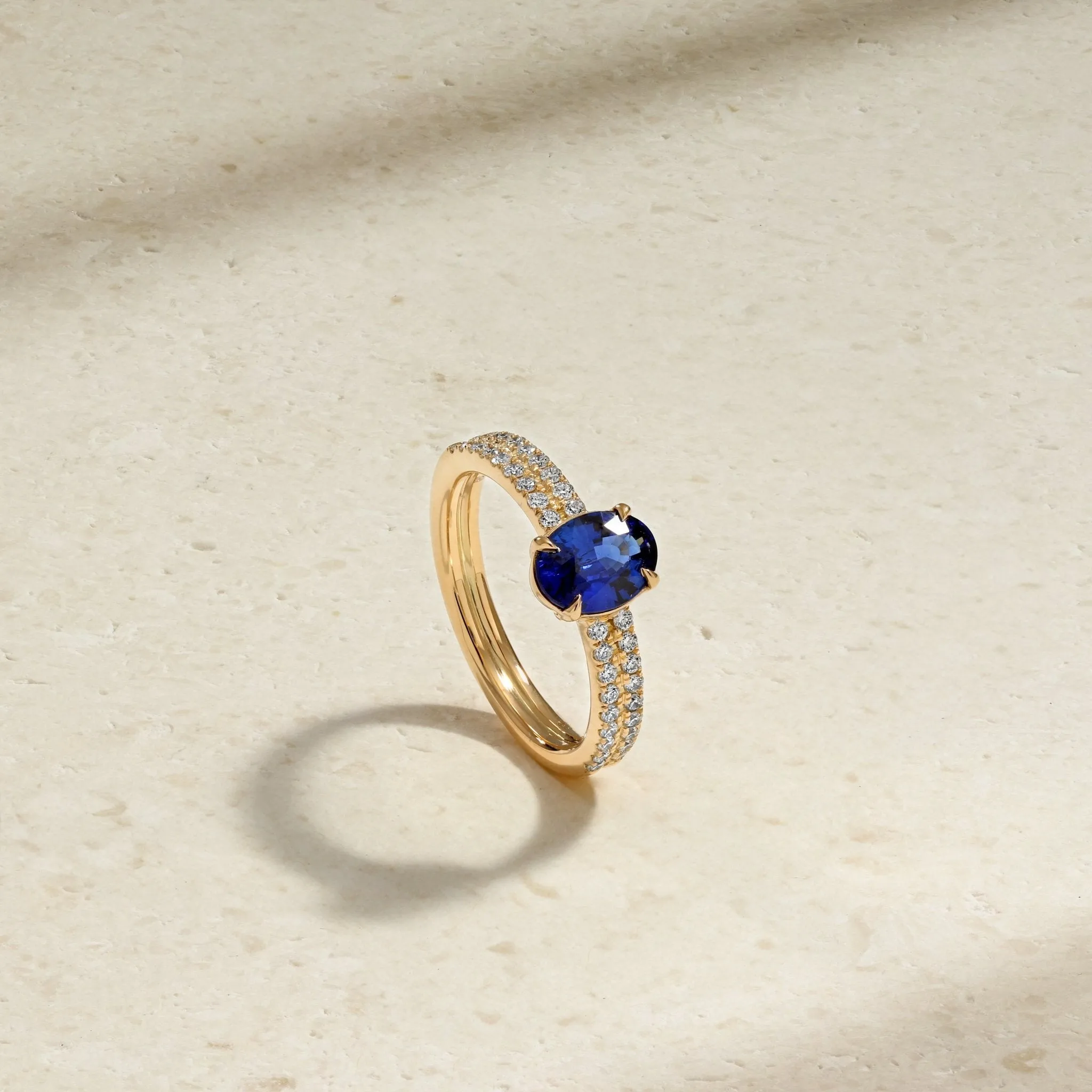 Stacked Band Sapphire and Diamond Ring