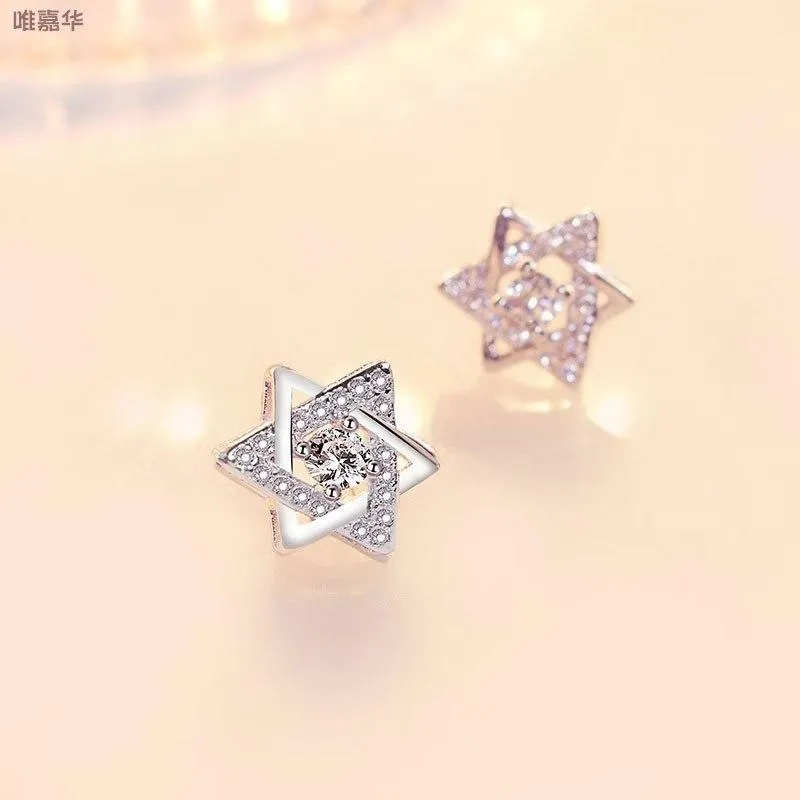 Star of David Stud Earrings Zircon Crystal