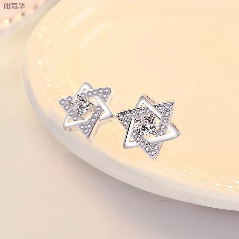 Star of David Stud Earrings Zircon Crystal