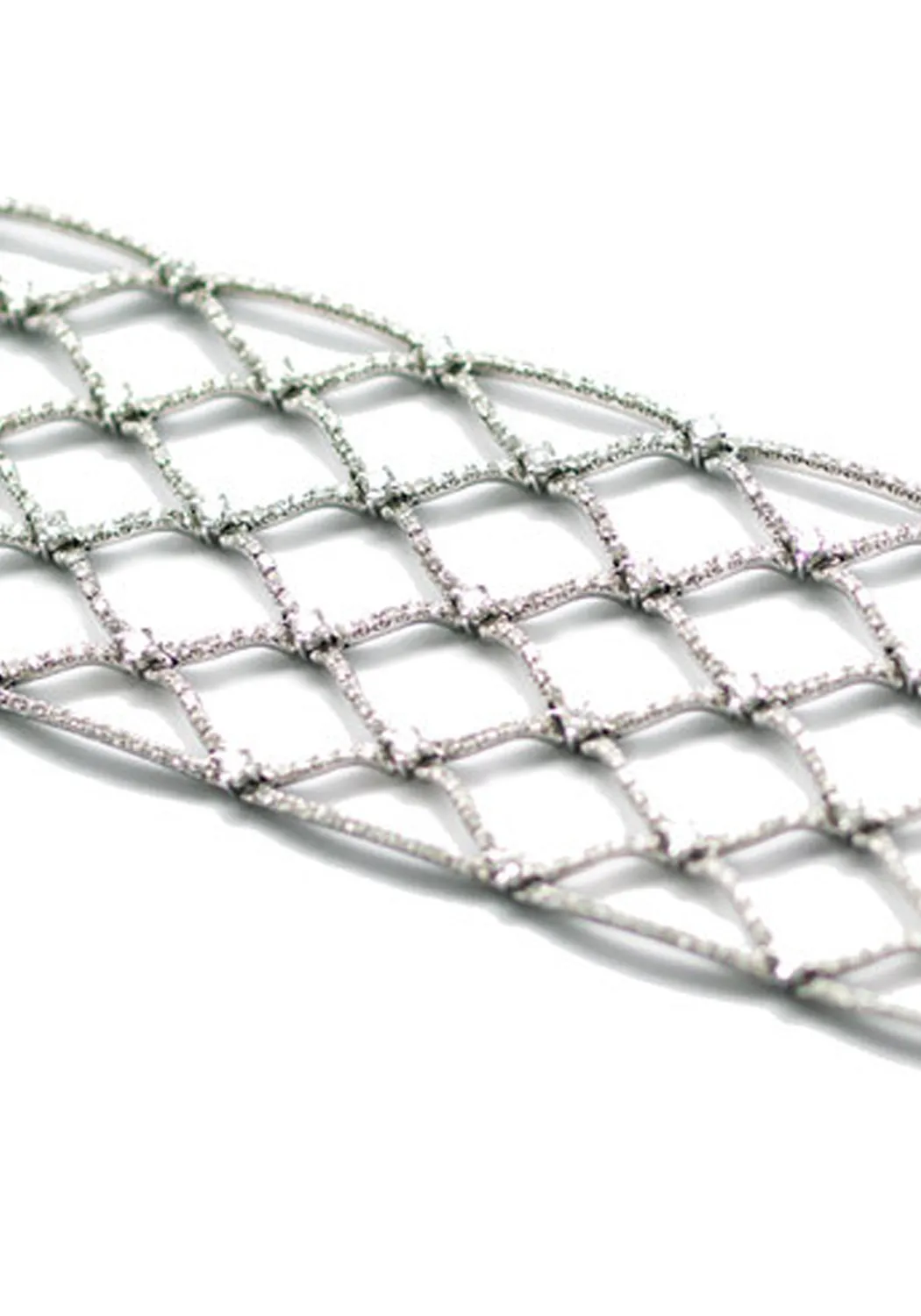 Stefan Hafner 18K White Gold Wide Diamond Fishnet Bracelet