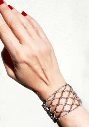 Stefan Hafner 18K White Gold Wide Diamond Fishnet Bracelet