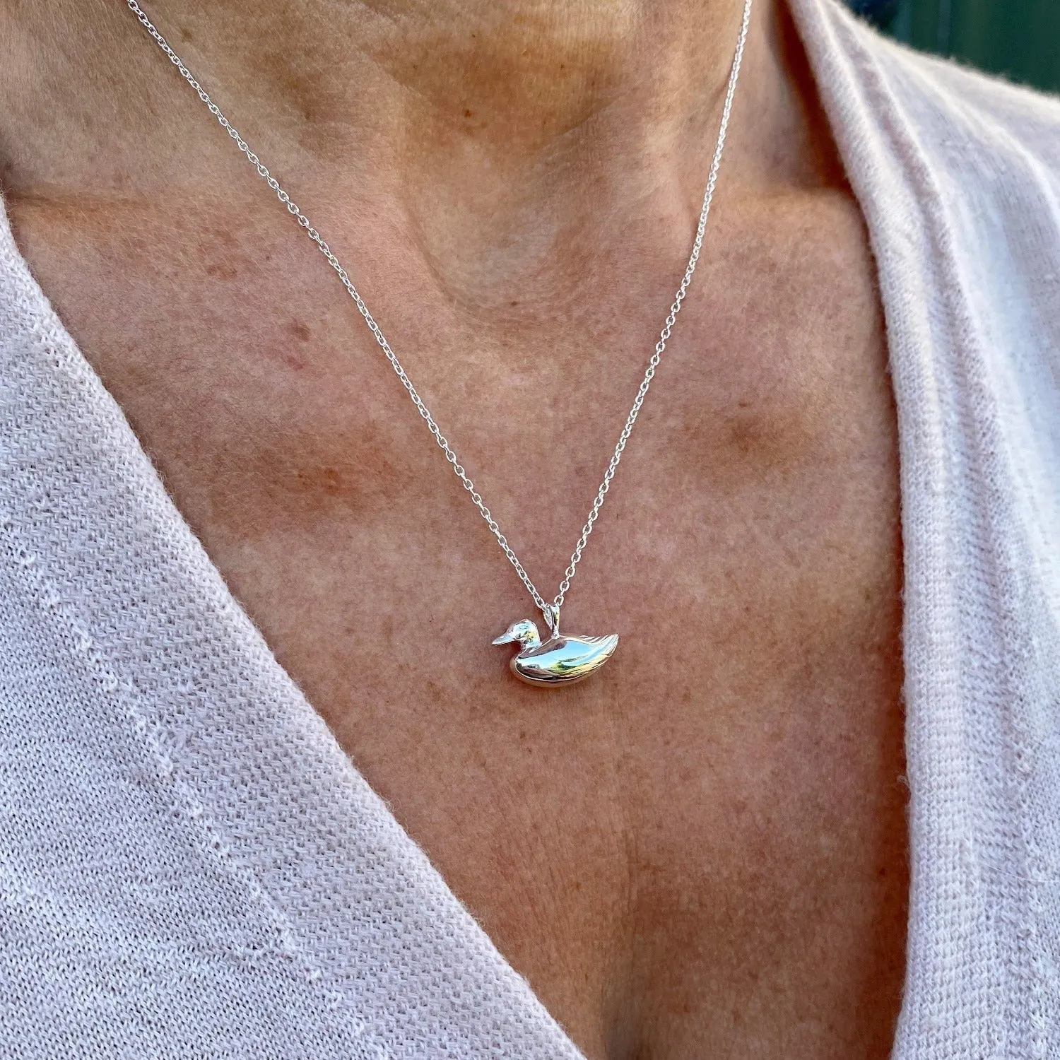 Sterling Silver Mallard Duck Necklace