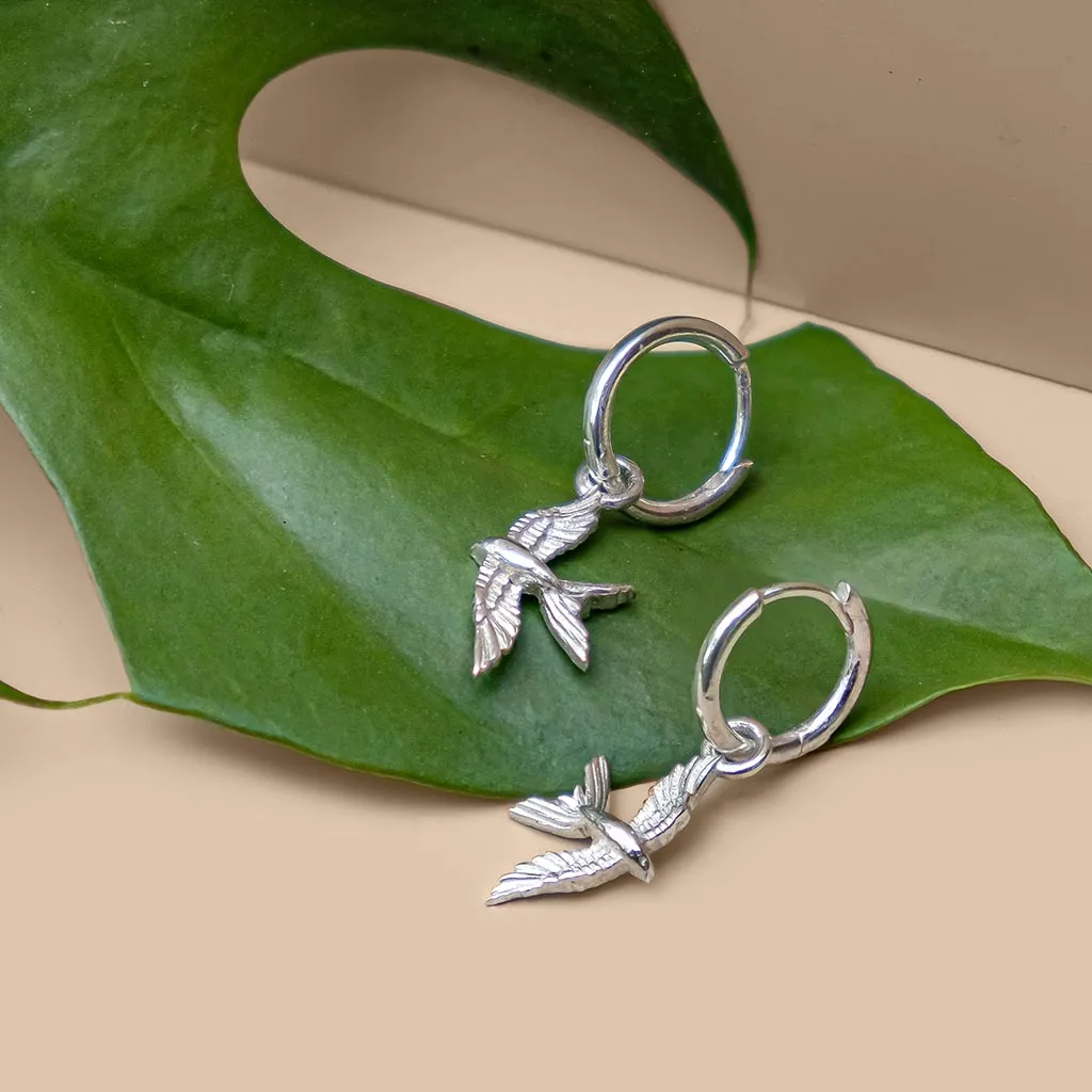 Swallow In Flight Hoop Earrings