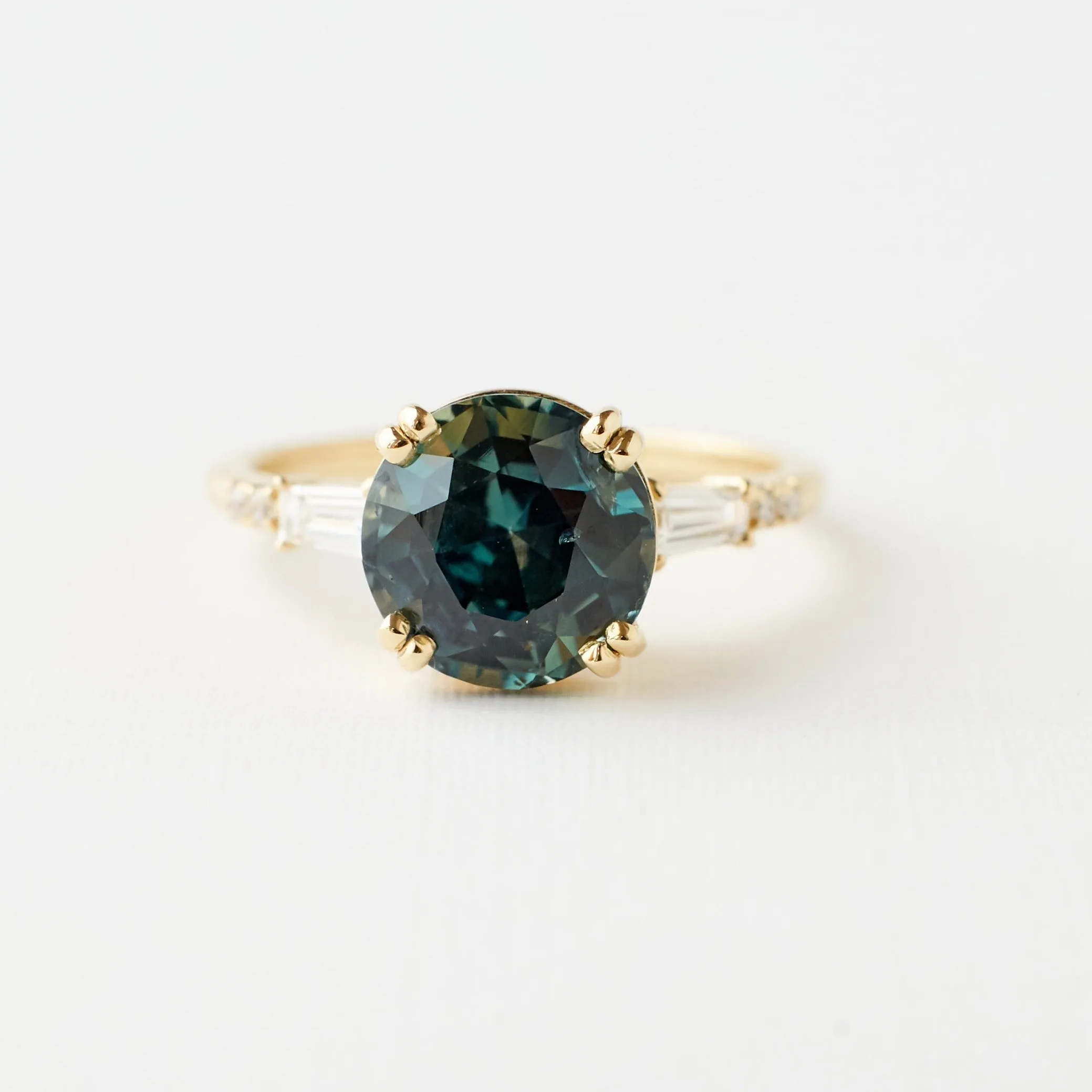 Sylvie Ring - 3.20 Carat Teal Round Sapphire