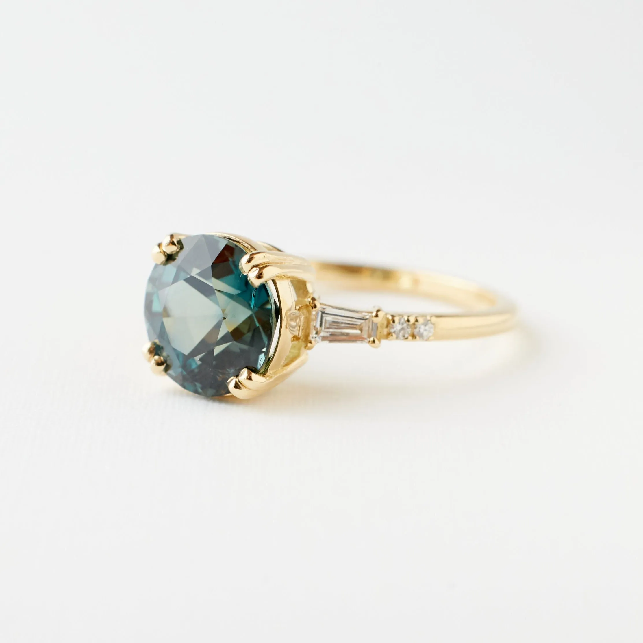 Sylvie Ring - 3.20 Carat Teal Round Sapphire