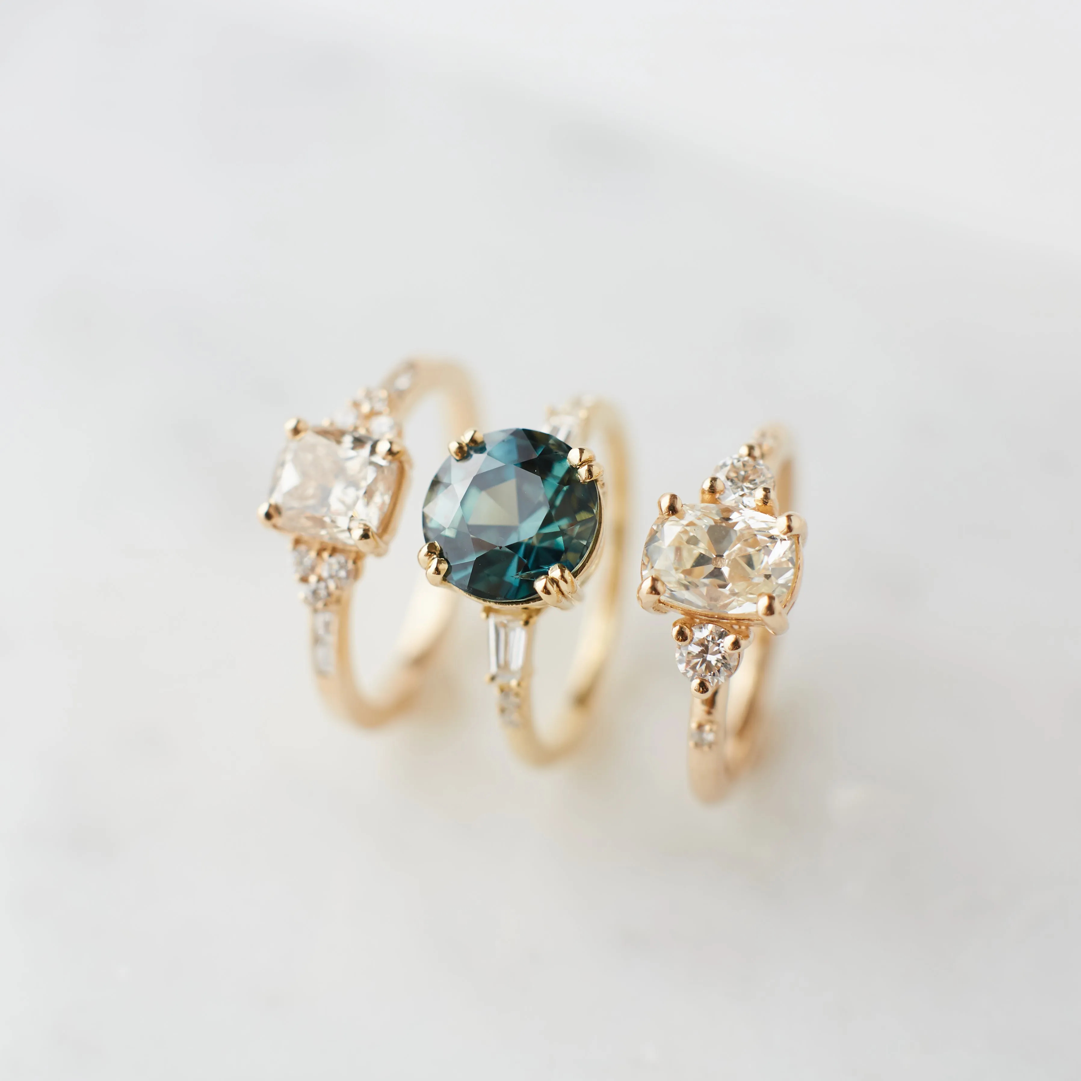 Sylvie Ring - 3.20 Carat Teal Round Sapphire