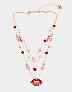 THINK PINK LIP ILLUSION NECKLACE RED