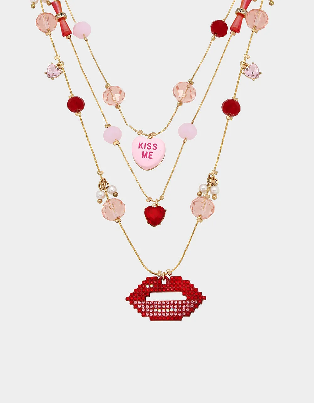 THINK PINK LIP ILLUSION NECKLACE RED