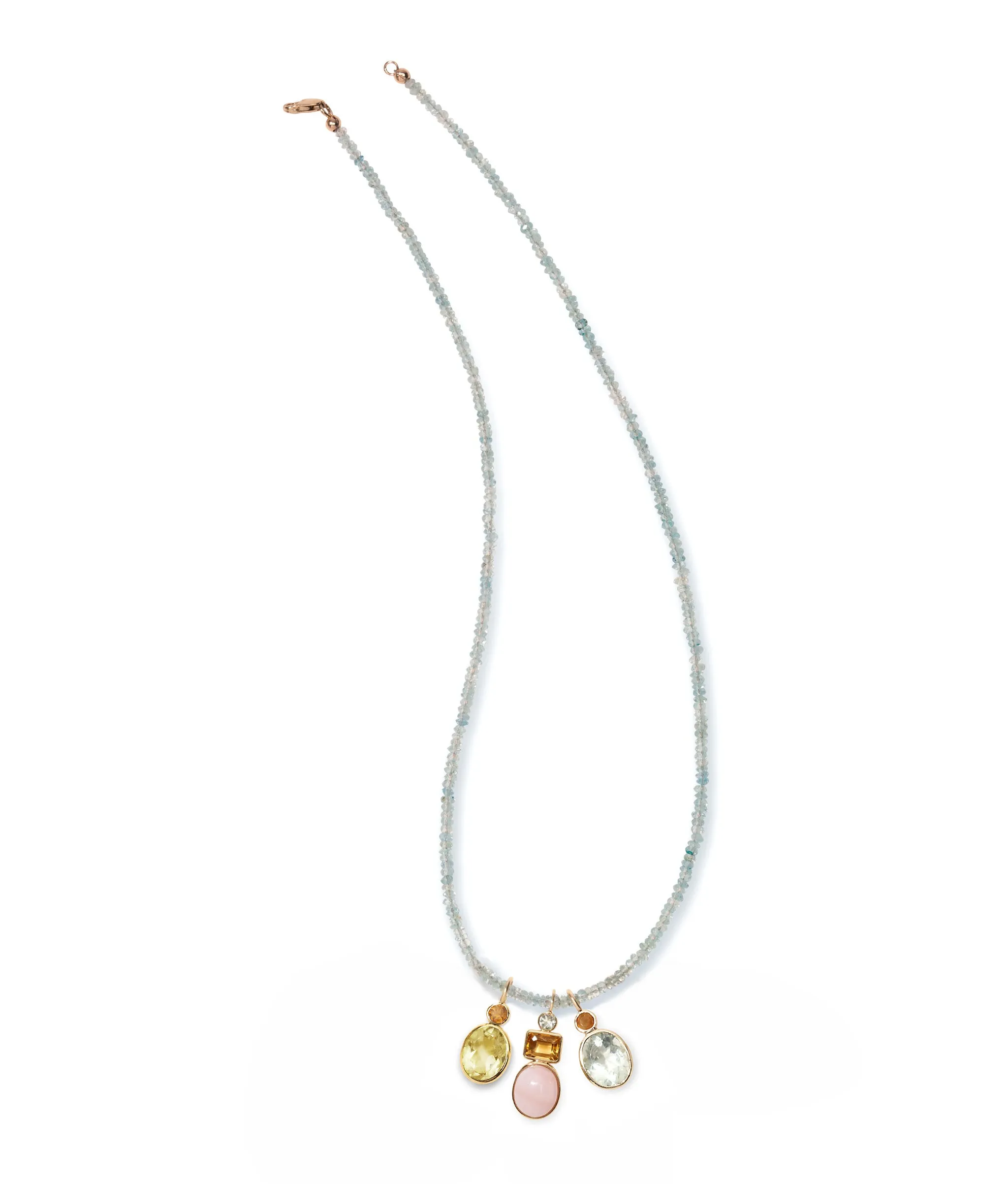 Tiny Beaded 14k Gold Necklace in Aquamarine