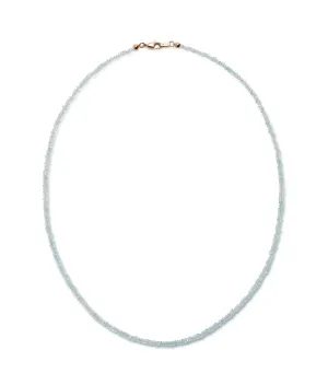 Tiny Beaded 14k Gold Necklace in Aquamarine